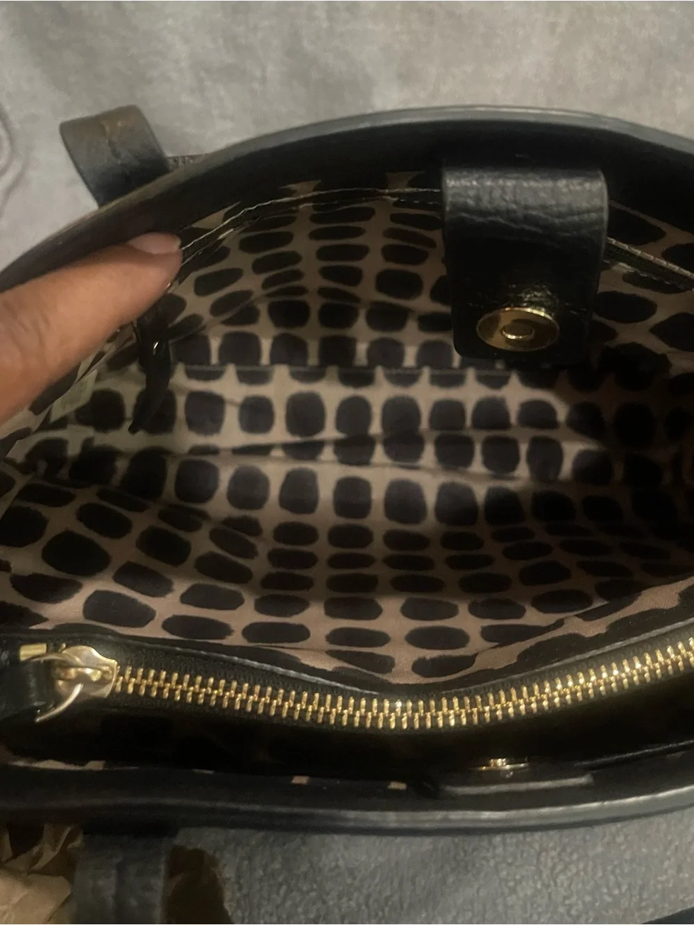 kate spade Black Pebbled Leather Shoulder Tote with Front Zip Tassel